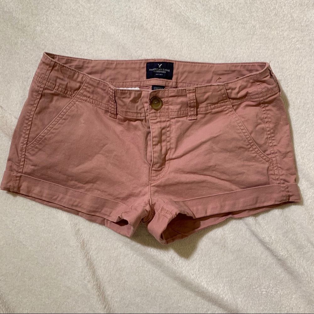 AE Salmon Khaki Stretch Midi Short